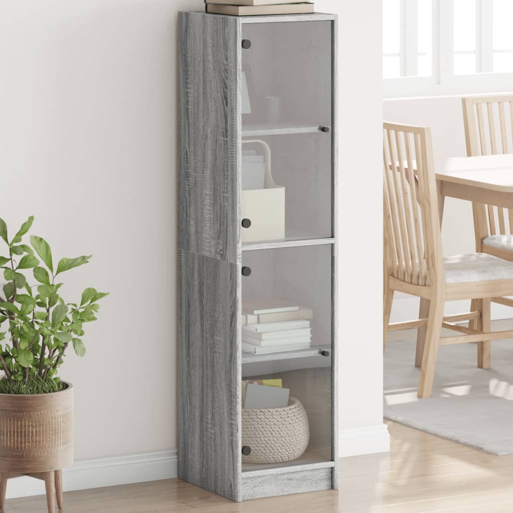 Credenza con Ante in Vetro Grigio Sonoma 35x37x142 cm - homemem39