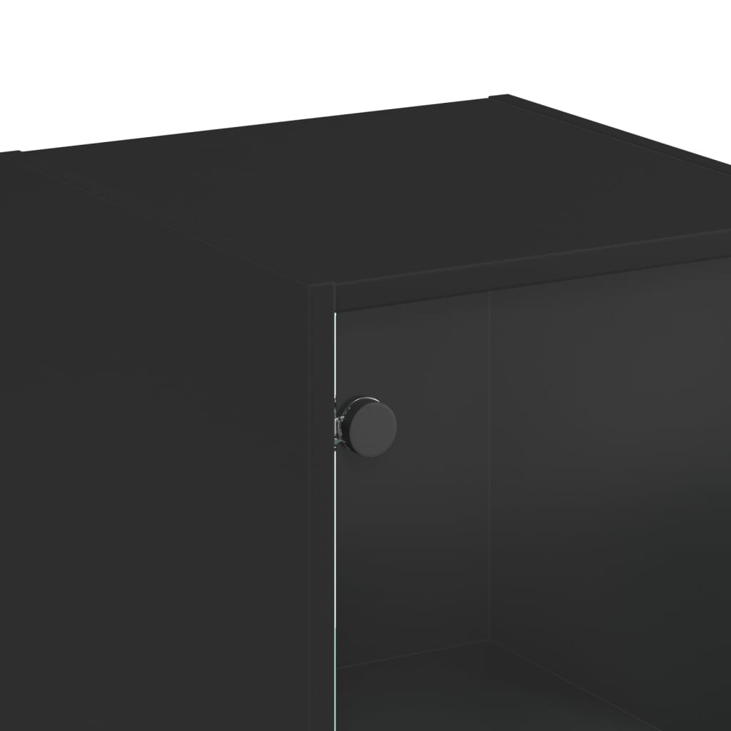 Credenza con Anta in Vetro Nera 35x37x142 cm - homemem39