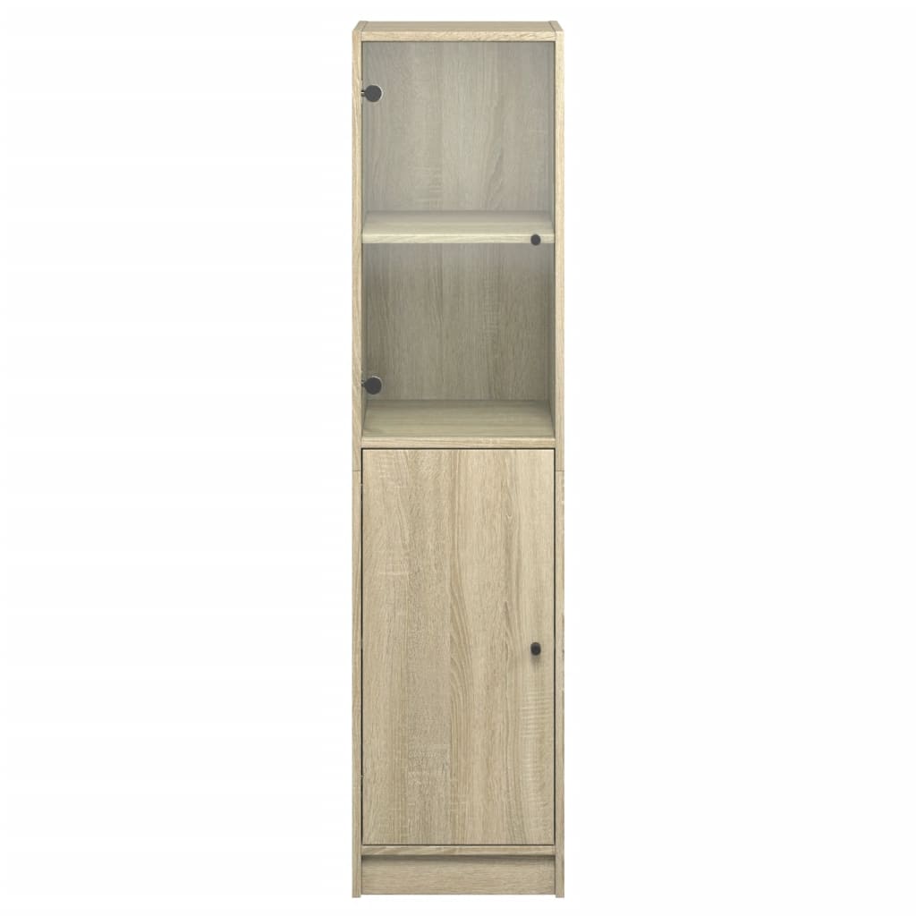 Credenza con Anta in Vetro Rovere Sonoma 35x37x142 cm - homemem39