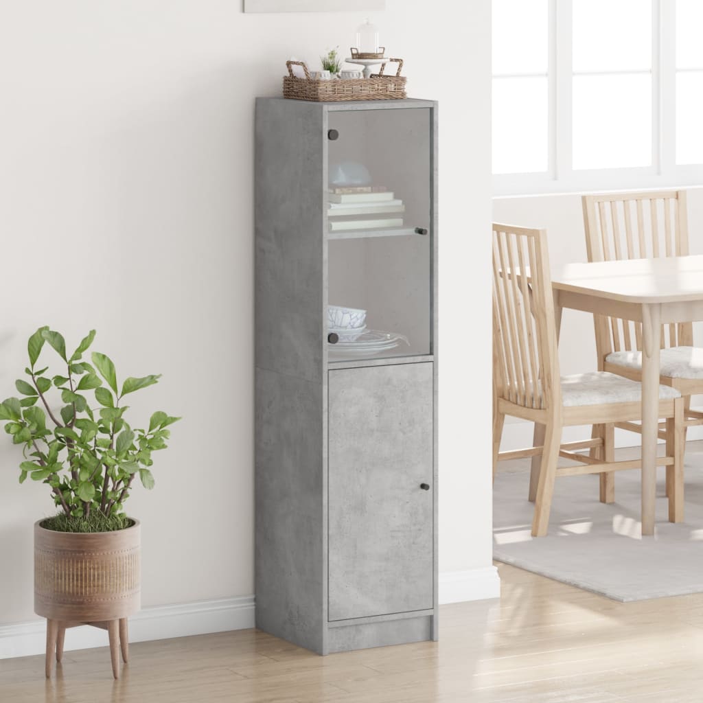 Credenza con Anta in Vetro Grigio Cemento 35x37x142 cm - homemem39