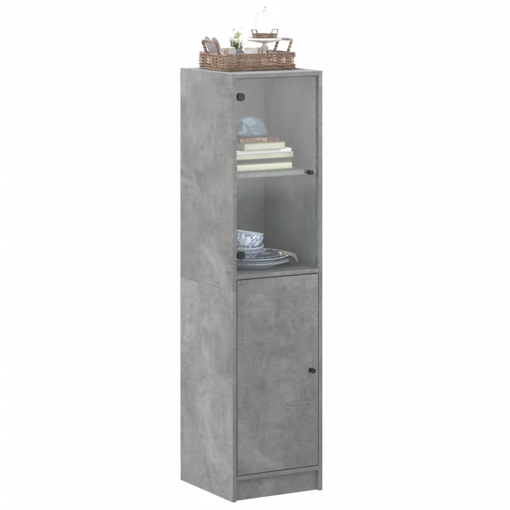 Credenza con Anta in Vetro Grigio Cemento 35x37x142 cm - homemem39