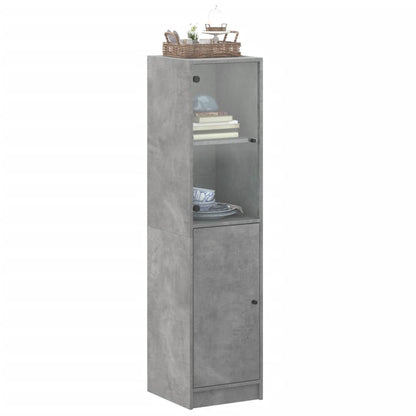 Credenza con Anta in Vetro Grigio Cemento 35x37x142 cm - homemem39