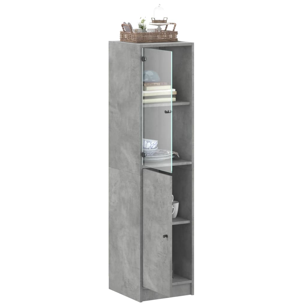 Credenza con Anta in Vetro Grigio Cemento 35x37x142 cm - homemem39