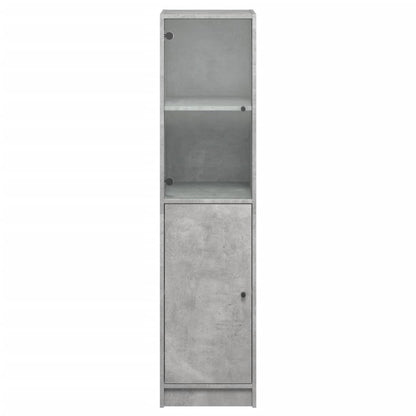 Credenza con Anta in Vetro Grigio Cemento 35x37x142 cm - homemem39