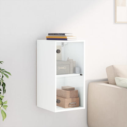 Mobile a Muro con Ante in Vetro Bianco 35x37x68,5 cm - homemem39