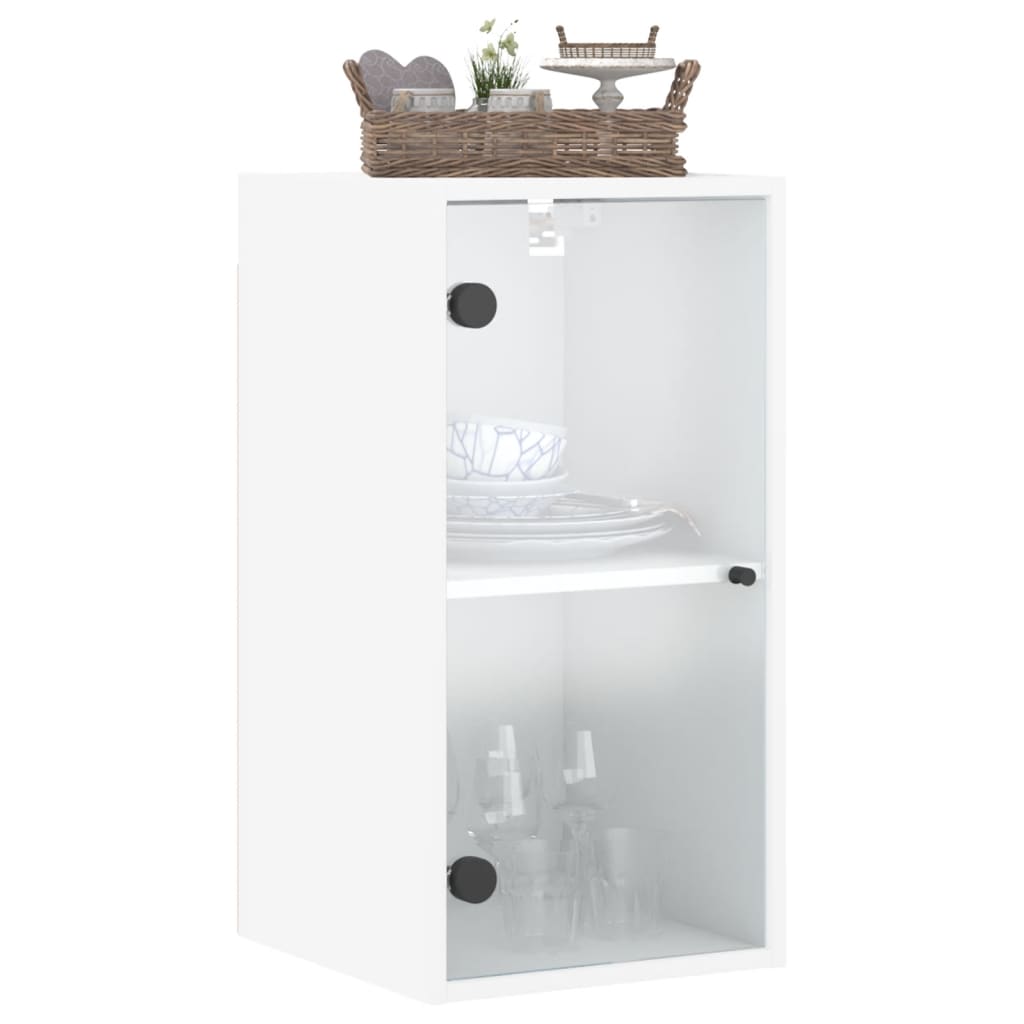 Mobile a Muro con Ante in Vetro Bianco 35x37x68,5 cm - homemem39