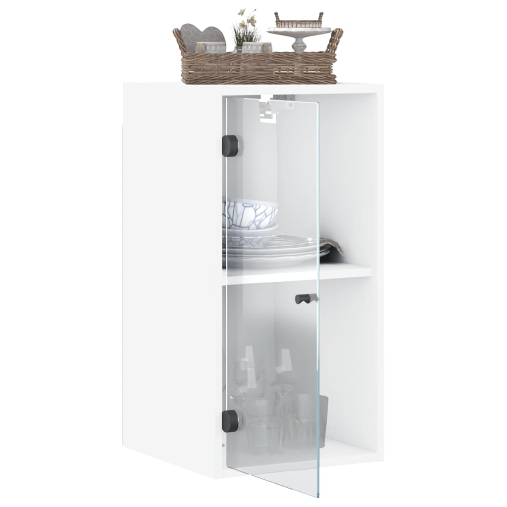 Mobile a Muro con Ante in Vetro Bianco 35x37x68,5 cm - homemem39