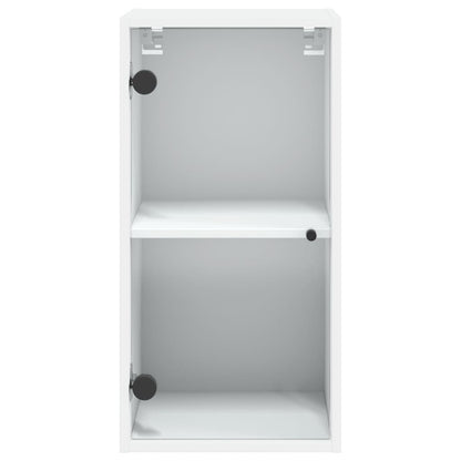 Mobile a Muro con Ante in Vetro Bianco 35x37x68,5 cm - homemem39