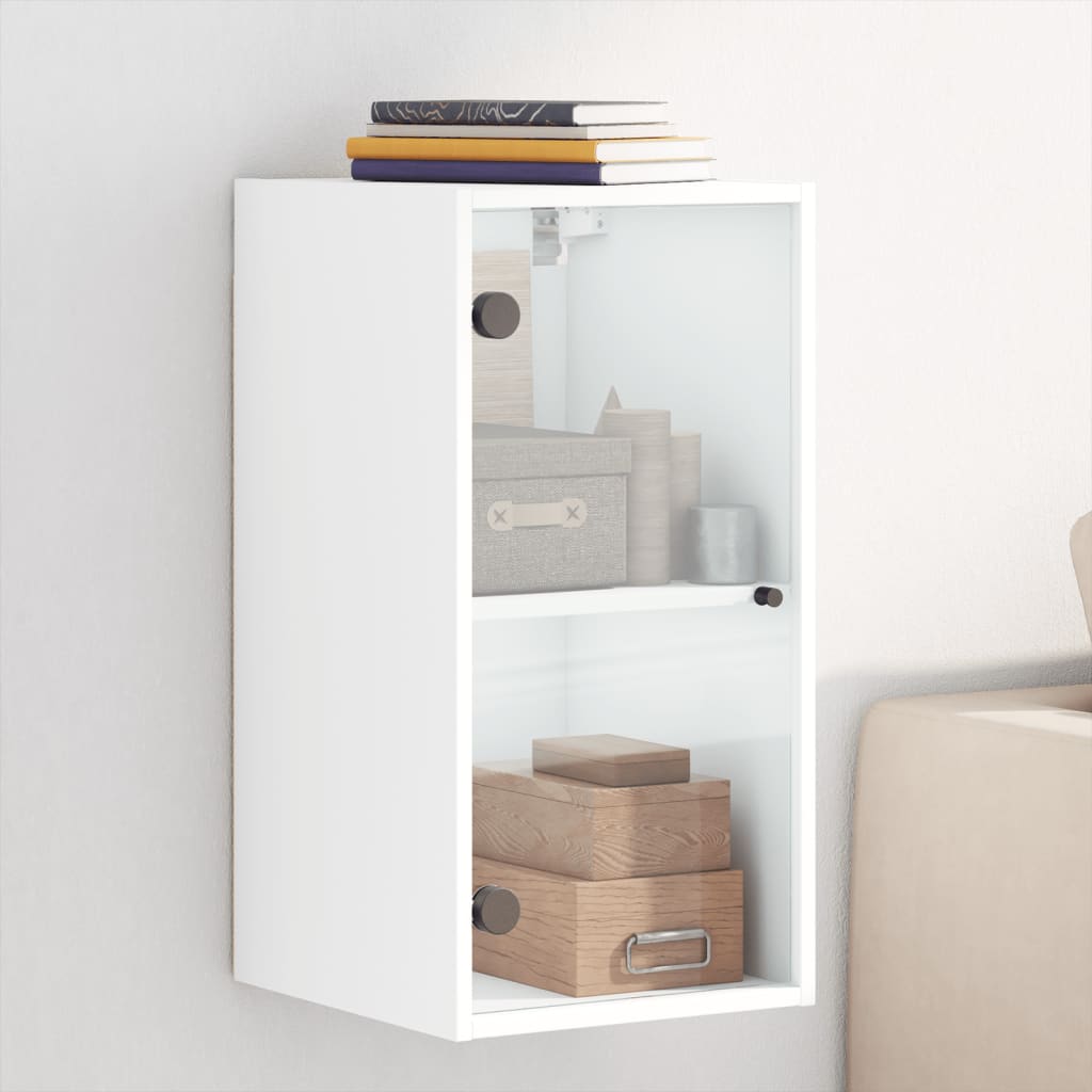 Mobile a Muro con Ante in Vetro Bianco 35x37x68,5 cm - homemem39