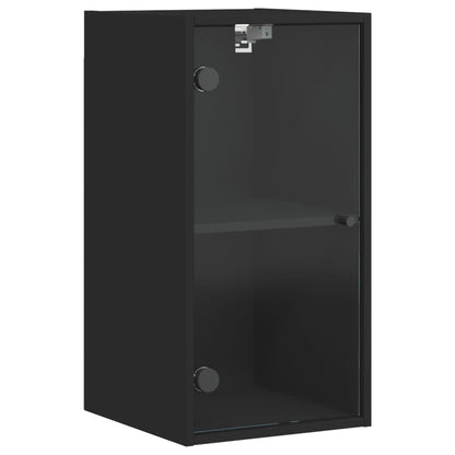 Mobile a Muro con Ante in Vetro Nero 35x37x68,5 cm - homemem39