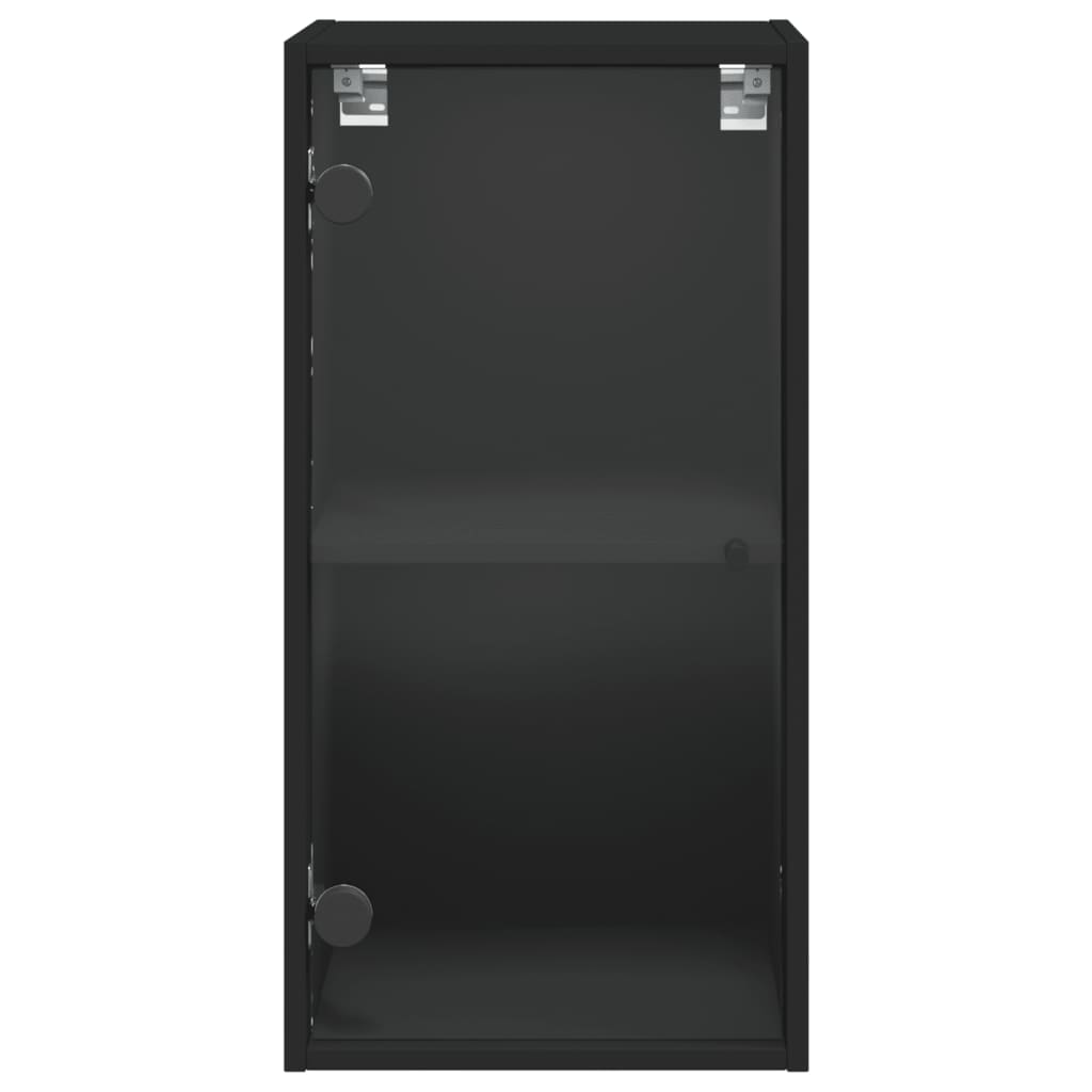 Mobile a Muro con Ante in Vetro Nero 35x37x68,5 cm - homemem39