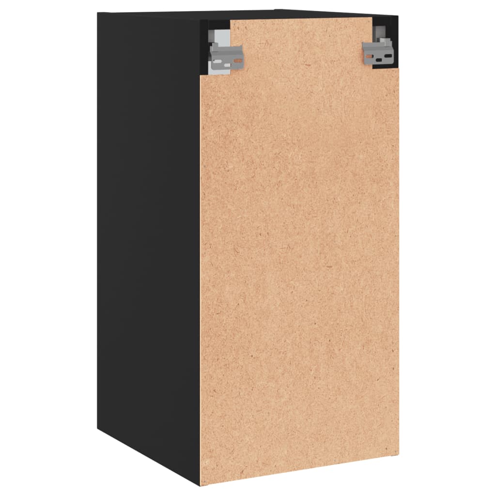 Mobile a Muro con Ante in Vetro Nero 35x37x68,5 cm - homemem39