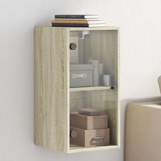 Mobile a Muro con Ante in Vetro Rovere Sonoma 35x37x68,5 cm - homemem39