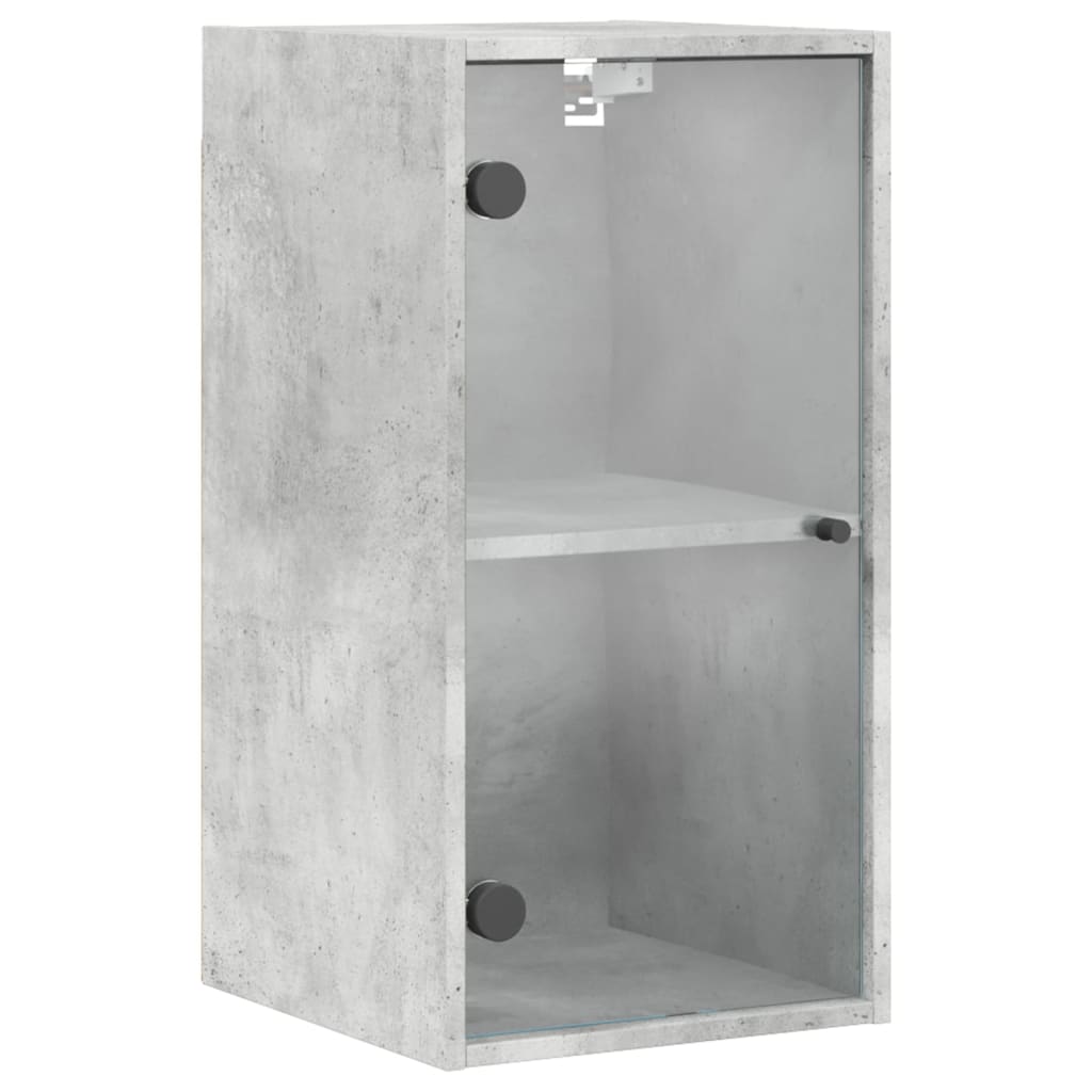 Mobile a Muro con Ante in Vetro Grigio Cemento 35x37x68,5 cm - homemem39