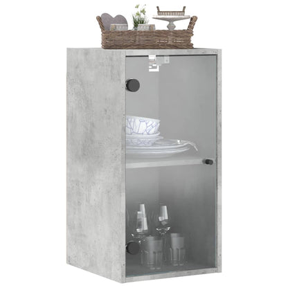 Mobile a Muro con Ante in Vetro Grigio Cemento 35x37x68,5 cm - homemem39