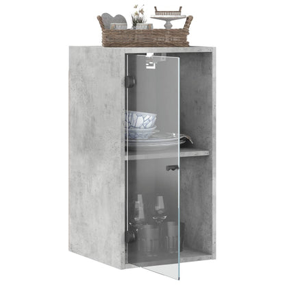 Mobile a Muro con Ante in Vetro Grigio Cemento 35x37x68,5 cm - homemem39