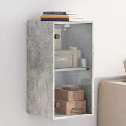 Mobile a Muro con Ante in Vetro Grigio Cemento 35x37x68,5 cm - homemem39