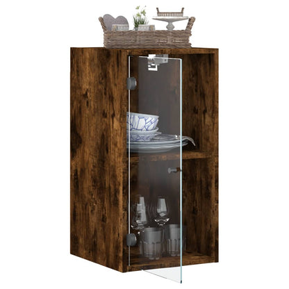 Mobile a Muro con Ante in Vetro Rovere Fumo 35x37x68,5 cm - homemem39