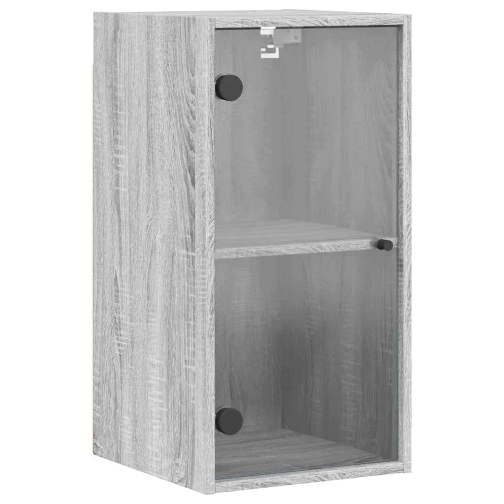 Mobile a Muro con Ante in Vetro Grigio Sonoma 35x37x68,5 cm - homemem39