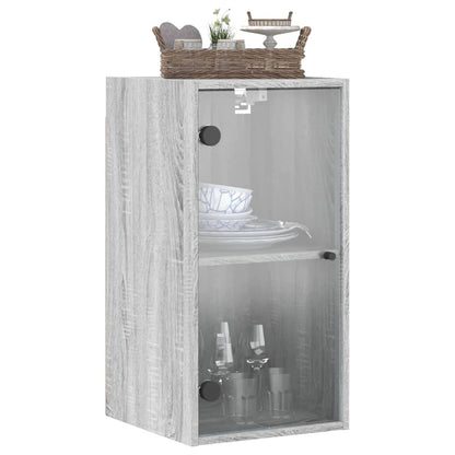 Mobile a Muro con Ante in Vetro Grigio Sonoma 35x37x68,5 cm - homemem39