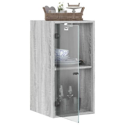 Mobile a Muro con Ante in Vetro Grigio Sonoma 35x37x68,5 cm - homemem39