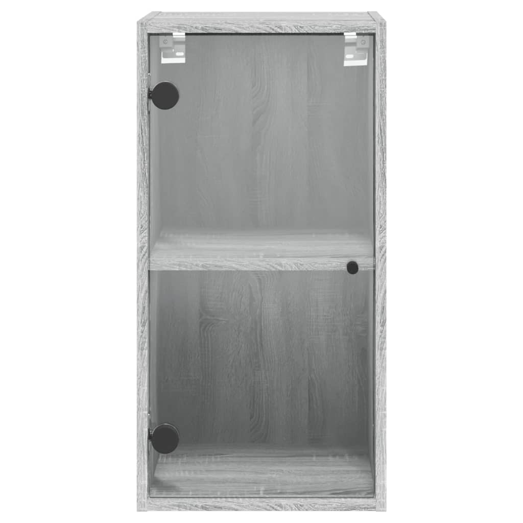 Mobile a Muro con Ante in Vetro Grigio Sonoma 35x37x68,5 cm - homemem39