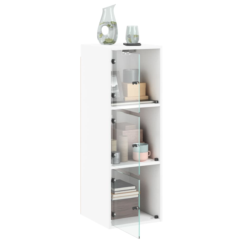 Mobile a Muro con Ante in Vetro Bianco 35x37x100 cm - homemem39