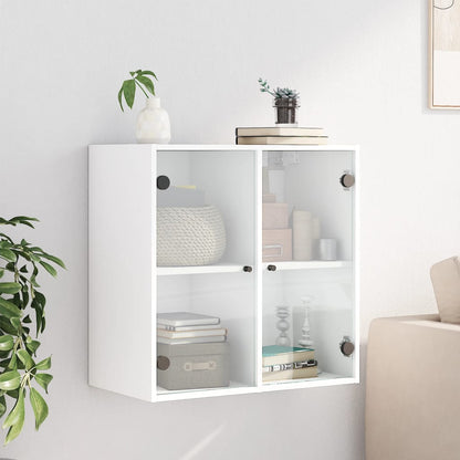 Mobile a Muro con Ante in Vetro Bianco 68x37x68,5 cm - homemem39