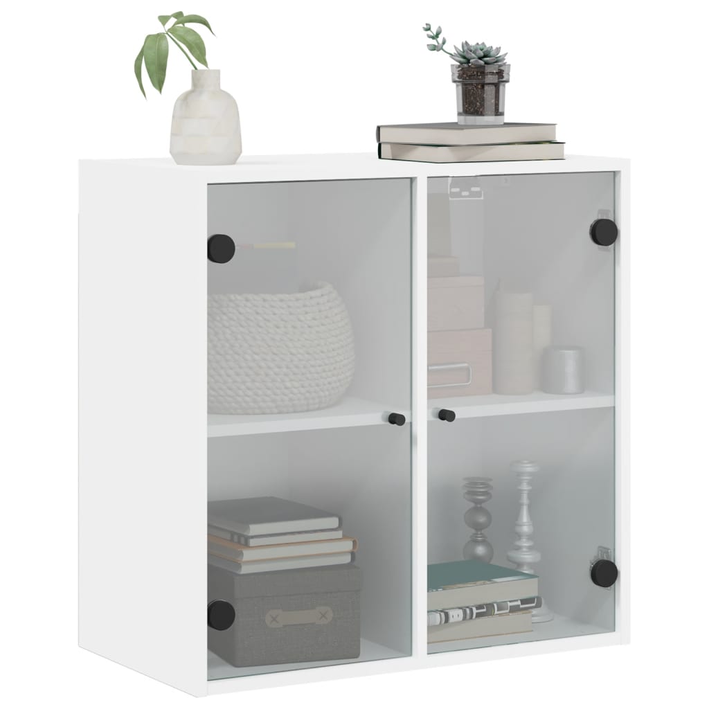 Mobile a Muro con Ante in Vetro Bianco 68x37x68,5 cm - homemem39