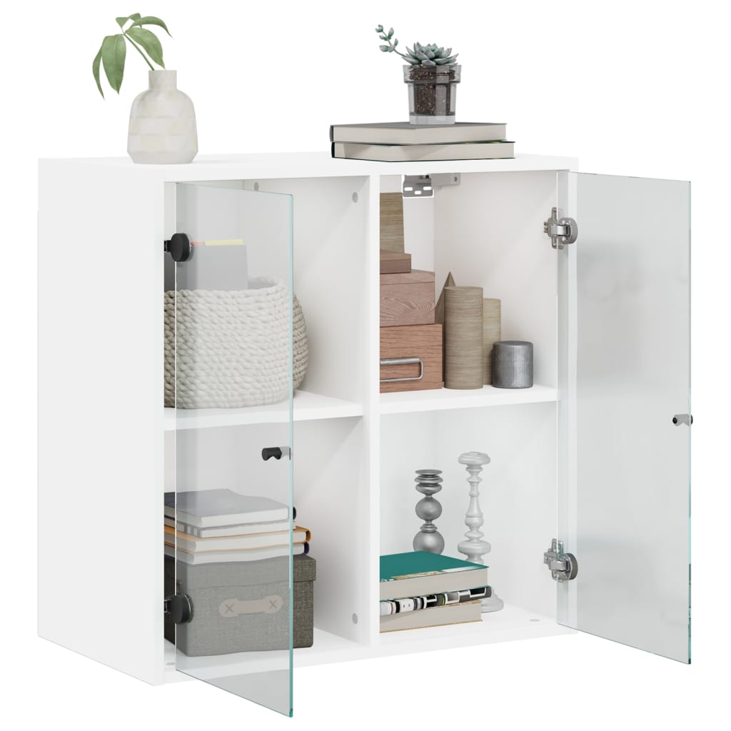 Mobile a Muro con Ante in Vetro Bianco 68x37x68,5 cm - homemem39