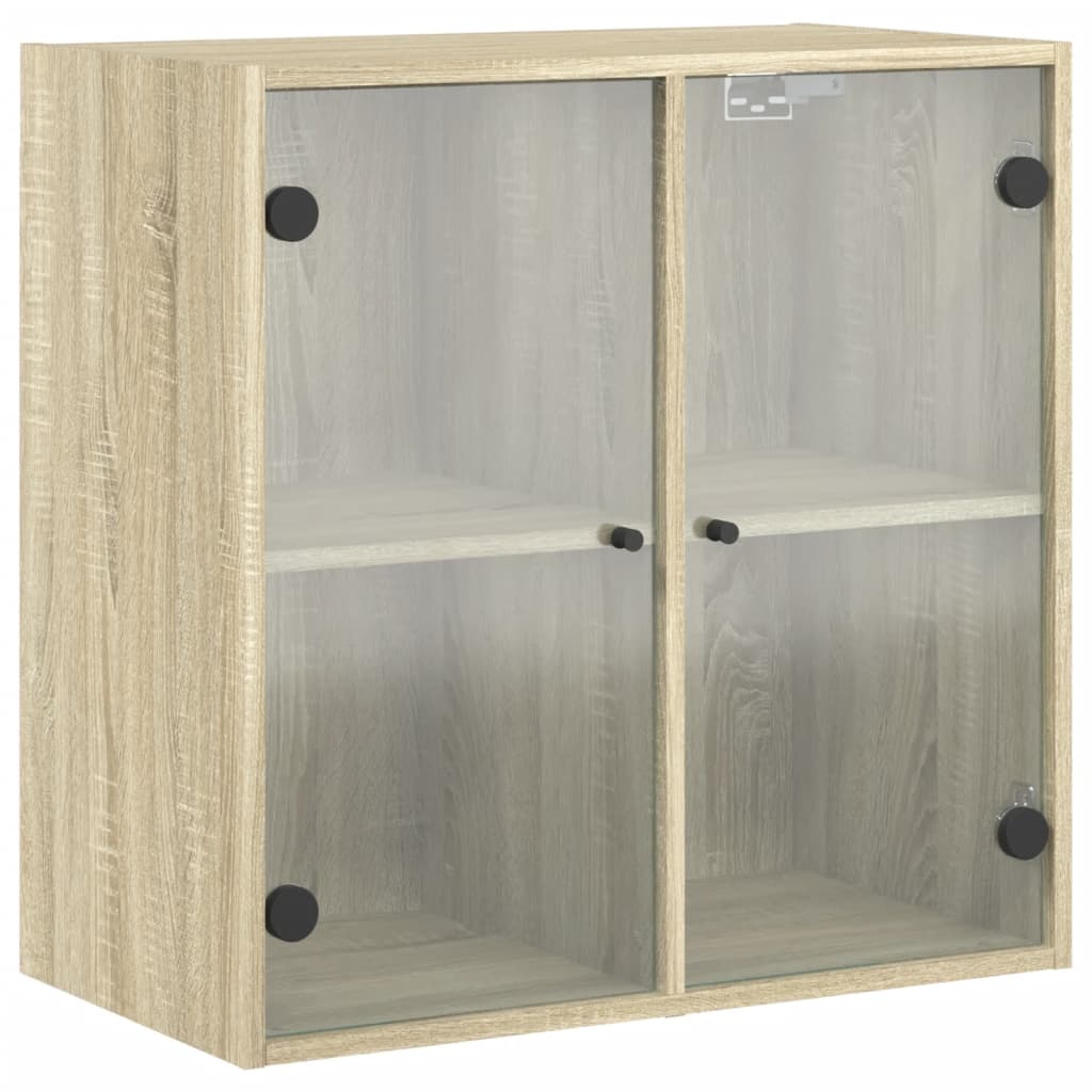 Mobile a Muro con Ante in Vetro Rovere Sonoma 68x37x68,5 cm - homemem39