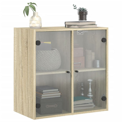 Mobile a Muro con Ante in Vetro Rovere Sonoma 68x37x68,5 cm - homemem39