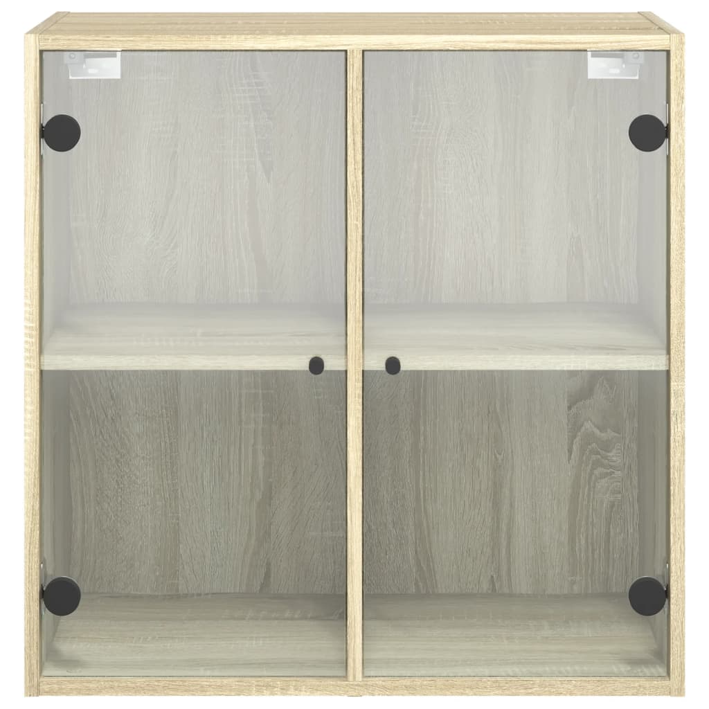 Mobile a Muro con Ante in Vetro Rovere Sonoma 68x37x68,5 cm - homemem39