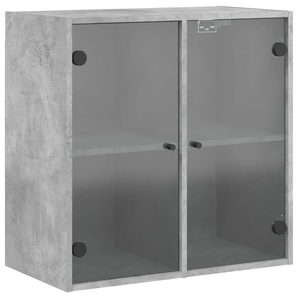 Mobile a Muro con Ante in Vetro Grigio Cemento 68x37x68,5 cm - homemem39