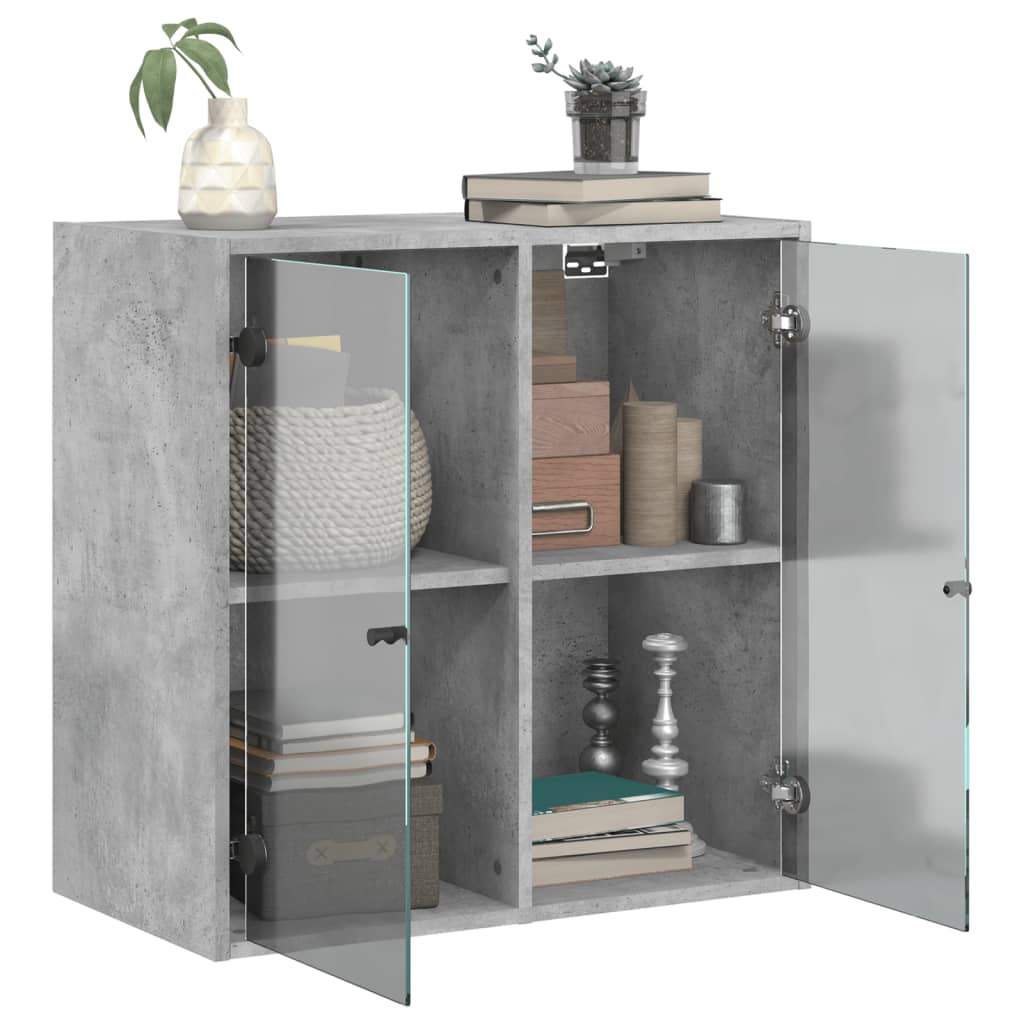 Mobile a Muro con Ante in Vetro Grigio Cemento 68x37x68,5 cm - homemem39