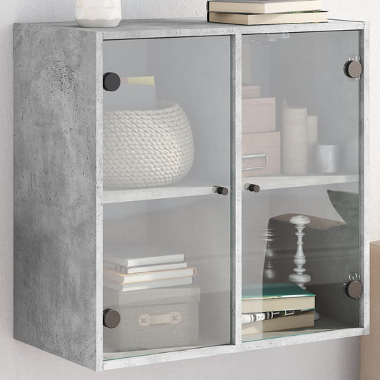 Mobile a Muro con Ante in Vetro Grigio Cemento 68x37x68,5 cm - homemem39