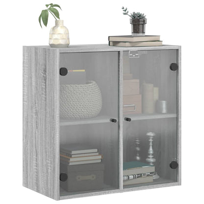 Mobile a Muro con Ante in Vetro Grigio Sonoma 68x37x68,5 cm - homemem39