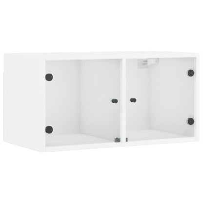 Mobile a Muro con Ante in Vetro Bianco 68,5x37x35 cm - homemem39