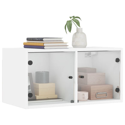 Mobile a Muro con Ante in Vetro Bianco 68,5x37x35 cm - homemem39