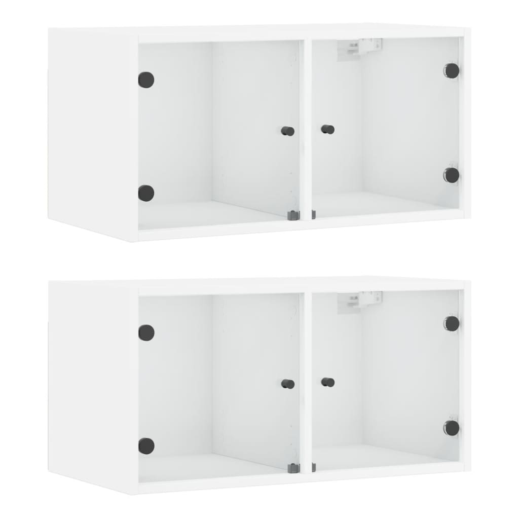 Mobili a Muro con Ante in Vetro 2pz Bianco 68,5x37x35 cm - homemem39