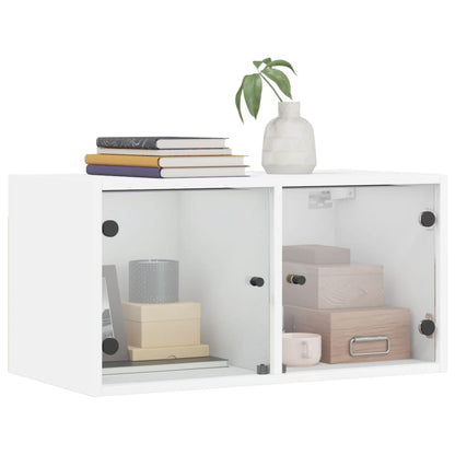 Mobili a Muro con Ante in Vetro 2pz Bianco 68,5x37x35 cm - homemem39