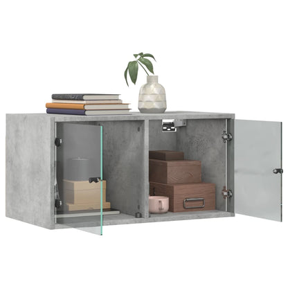 Mobile a Muro con Ante in Vetro Grigio Cemento 68,5x37x35 cm - homemem39