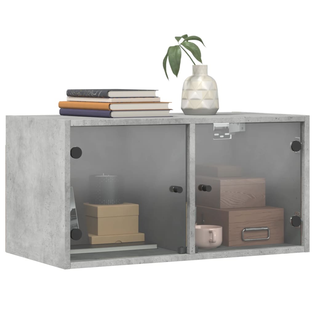 Mobili a Muro con Ante in Vetro 2pz Grigio Cemento 68,5x37x35cm - homemem39