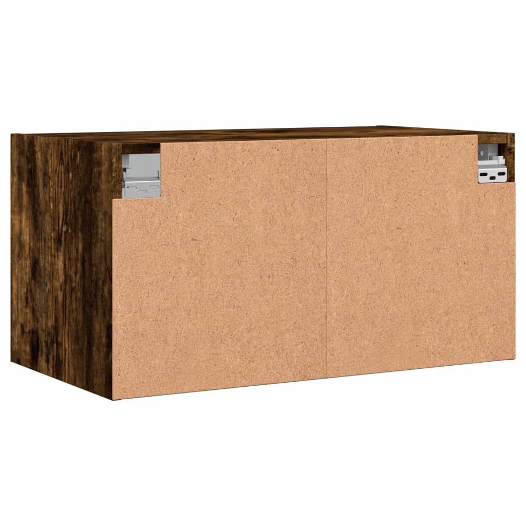 Mobile a Muro con Ante in Vetro Rovere Fumo 68,5x37x35 cm - homemem39