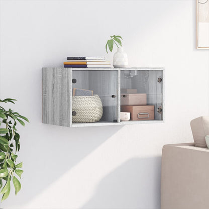 Mobile a Muro con Ante in Vetro Grigio Sonoma 68,5x37x35 cm - homemem39