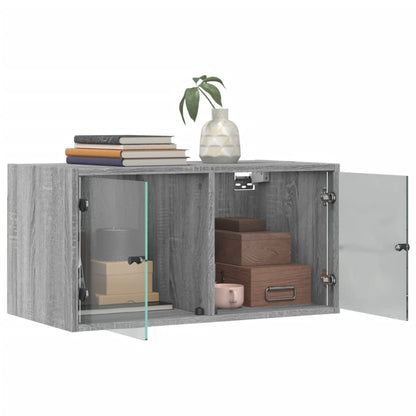 Mobile a Muro con Ante in Vetro Grigio Sonoma 68,5x37x35 cm - homemem39