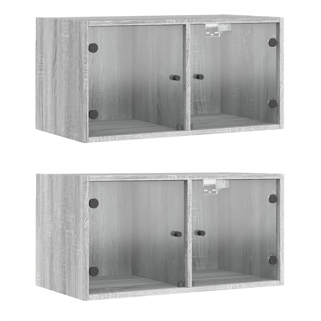 Mobili a Muro con Ante in Vetro 2pz Grigio Sonoma 68,5x37x35 cm - homemem39