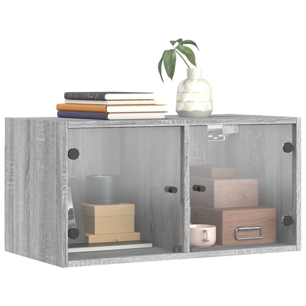 Mobili a Muro con Ante in Vetro 2pz Grigio Sonoma 68,5x37x35 cm - homemem39