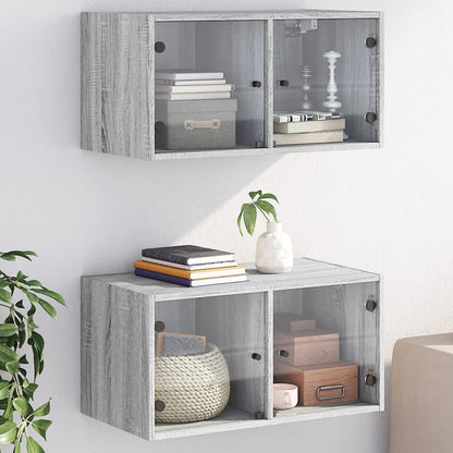 Mobili a Muro con Ante in Vetro 2pz Grigio Sonoma 68,5x37x35 cm - homemem39