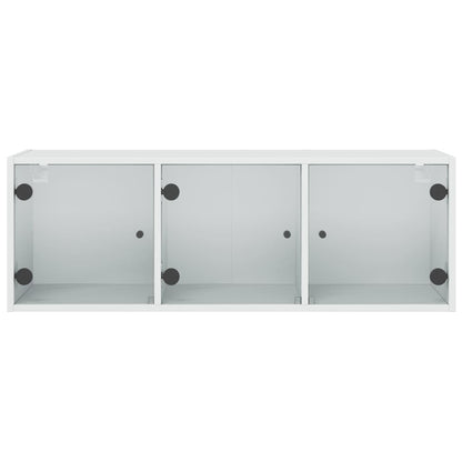 Mobile a Muro con Ante in Vetro Bianco 102x37x35 cm - homemem39